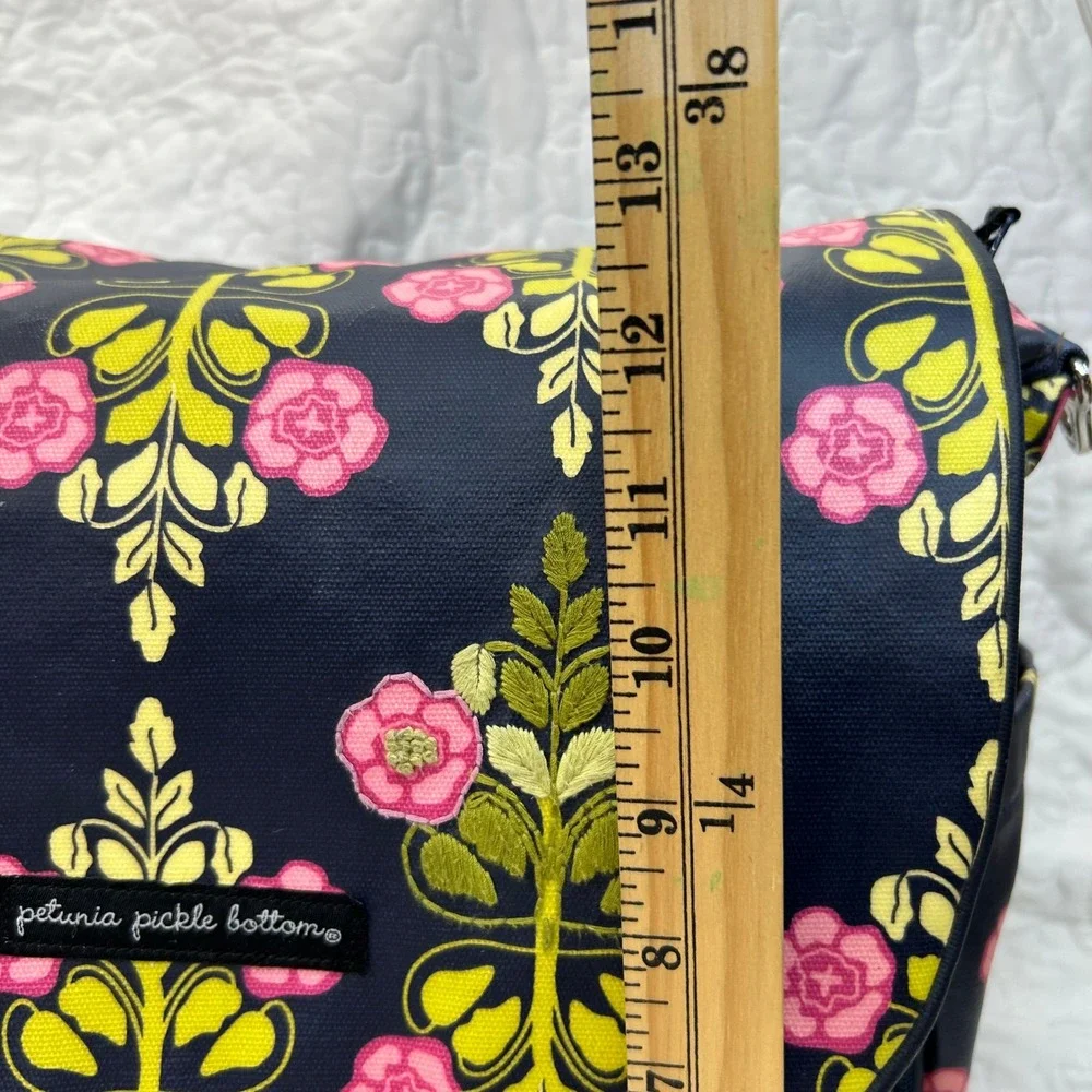 Petunia Pickle Bottom Seville Backpack Diaper Bag Navy Pink Floral Glazed Canvas
